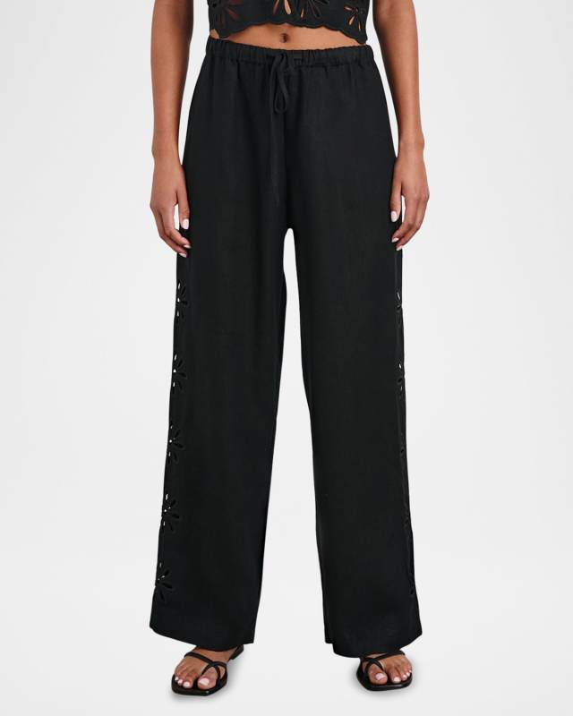 Emmie Eyelet Embroidered Drawstring Pants